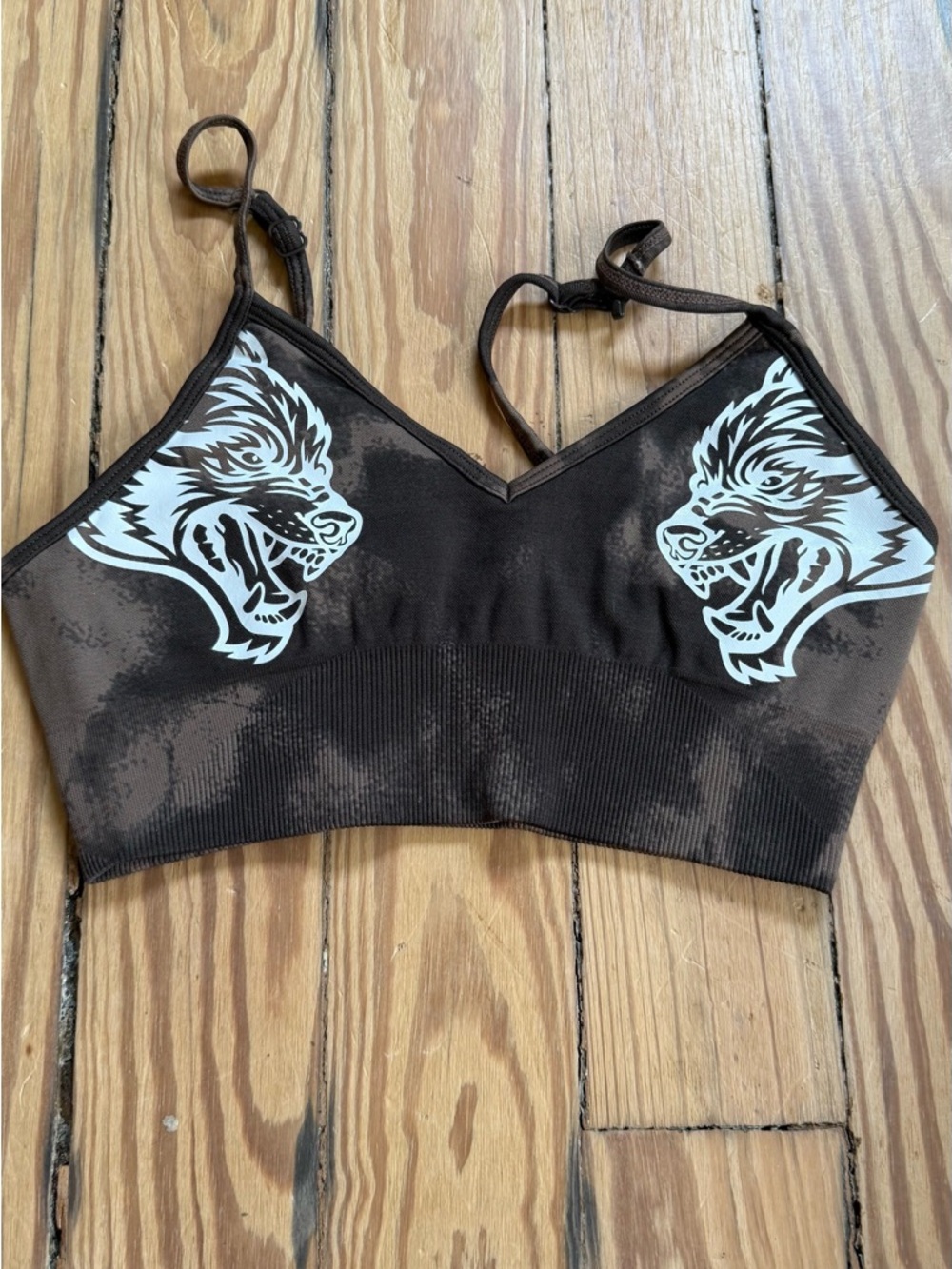 Darc Sport Brown Bralette with Wolf Graphic